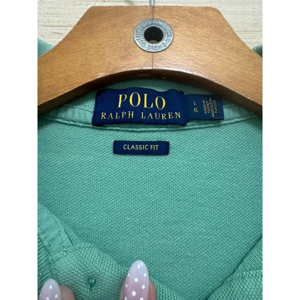 Polo Ralph Lauren Green Short Sleeve Polo Shirt Rainbow Pony Logo‎ Mens L